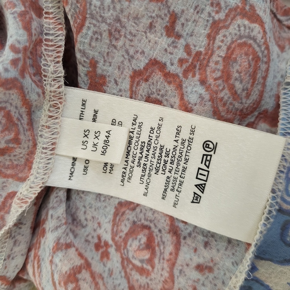 Free People Merrie Mix Floral Print Smocked Chiffon Tunic Rouched Blouse Lilac - Picture 13 of 16
